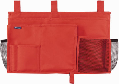 Surblue Bedside Caddy Hanging Organizer Storage Bag Pocket for Bunk, Hospital, College Dorm Rooms, Baby Bed Rails, Camp - 4 Pockets, 2 Hooks (Blue)