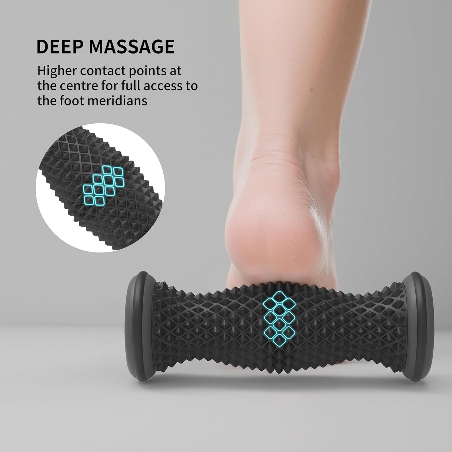 Foot Roller Massager for Plantar Fasciitis Relief, Portable Silent Deep Tissue Massager Tool for Arch and Heel Pain-Grey