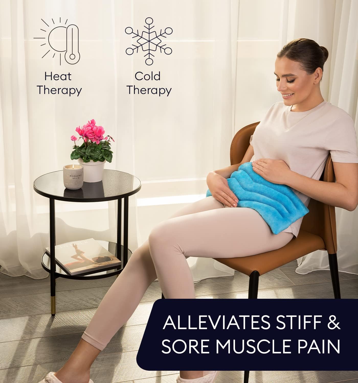 GENIANI Microwavable Heating Pad for Neck and Shoulders with Herbal - Calming Weighted Cordless Neck Wrap - Heat Pad - Hot and Cold Compress (Cloud Grey)