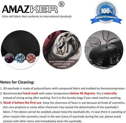 Sleep Mask SleepFun Invisible Alar Deep Orbit 3D Eye Mask Ultra Lightweight & Comfortable Sleeping Mask for Travel, Nap, Shift Works, Black & Blue