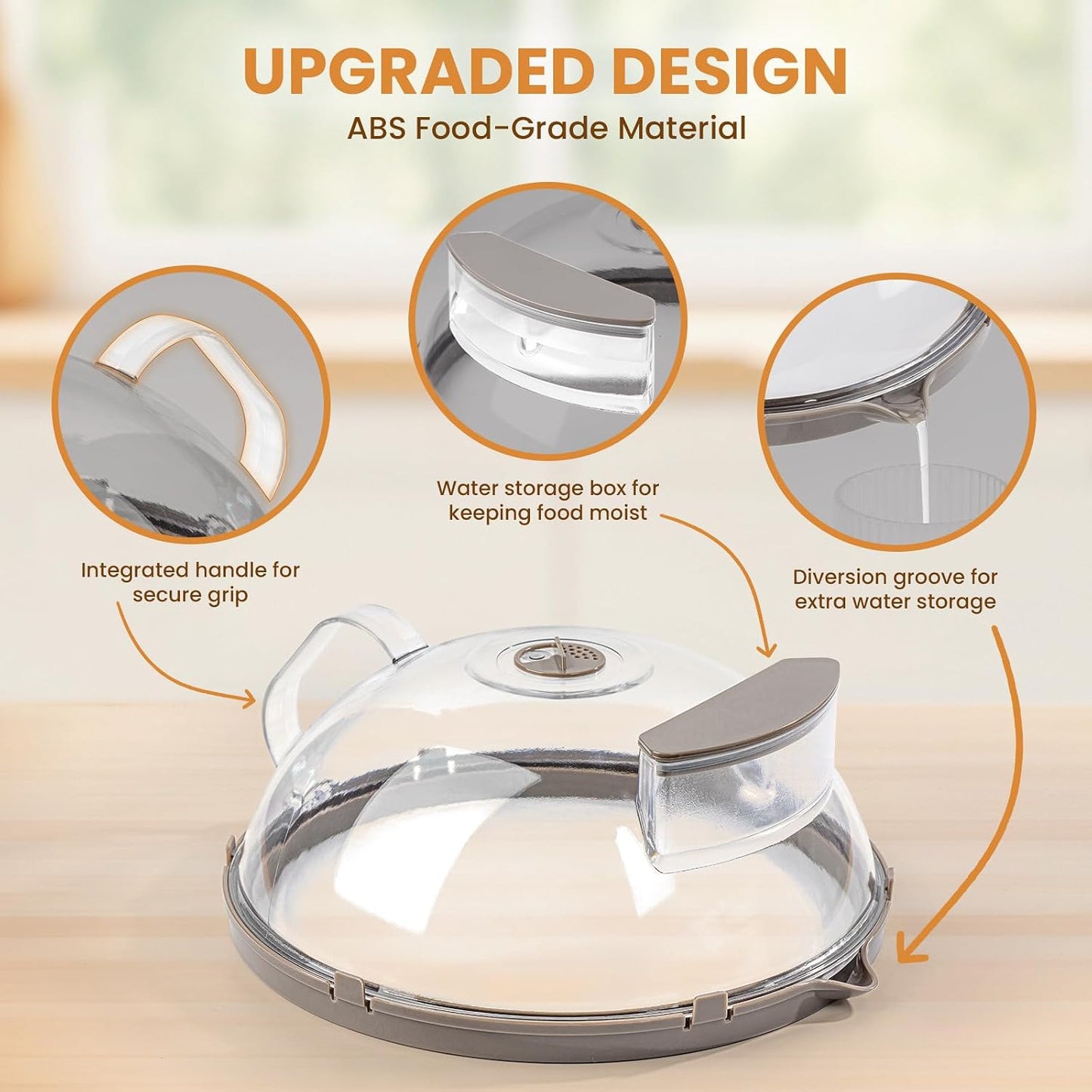 Microwave Splatter Cover with Water Steamer, Integrated Handle, 10 Inch | Microwave Food Cover with Water Reservoir to Keep Food Moist, Kitchen Essentials Gadgets, House Warming Gifts New Home