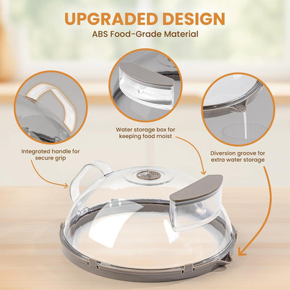 Microwave Splatter Cover with Water Steamer, Integrated Handle, 10 Inch | Microwave Food Cover with Water Reservoir to Keep Food Moist, Kitchen Essentials Gadgets, House Warming Gifts New Home