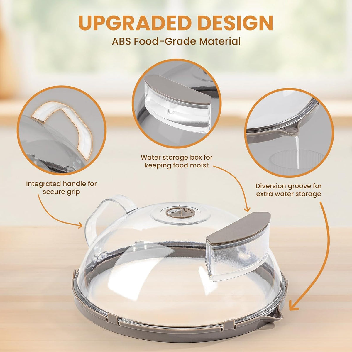 Microwave Splatter Cover with Water Steamer, Integrated Handle, 10 Inch