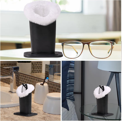 MoKo Eyeglasses Holder, Modern Velvet Plush Lined PU Leather Household Magnetic Holder Protective