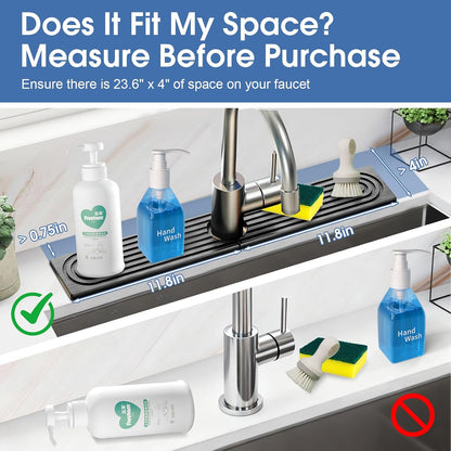24 Inch Kitchen Sink Splash Guard, Sink Splash Guard Behind Faucet, Silicone Faucet Handle Drip Catcher Tray Mat for Kitchen, Bathroom Counter, Dark Gray, 23.6" x 4"