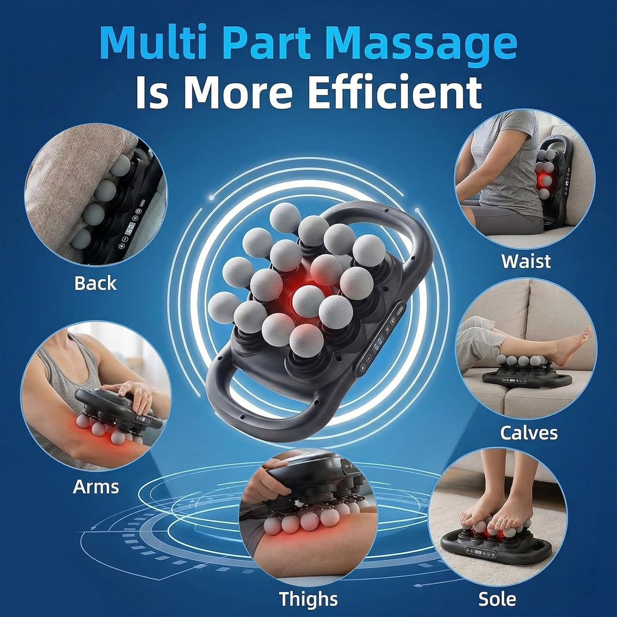 16-Head Massage Gun Deep Tissue, 9 Speeds & 9 Models Electric Percussion Muscle Massager, Quiet Portable Back Massager for Pain Relief, Relaxation for Back, Neck, Shoulders, Legs, Feet (42head)
