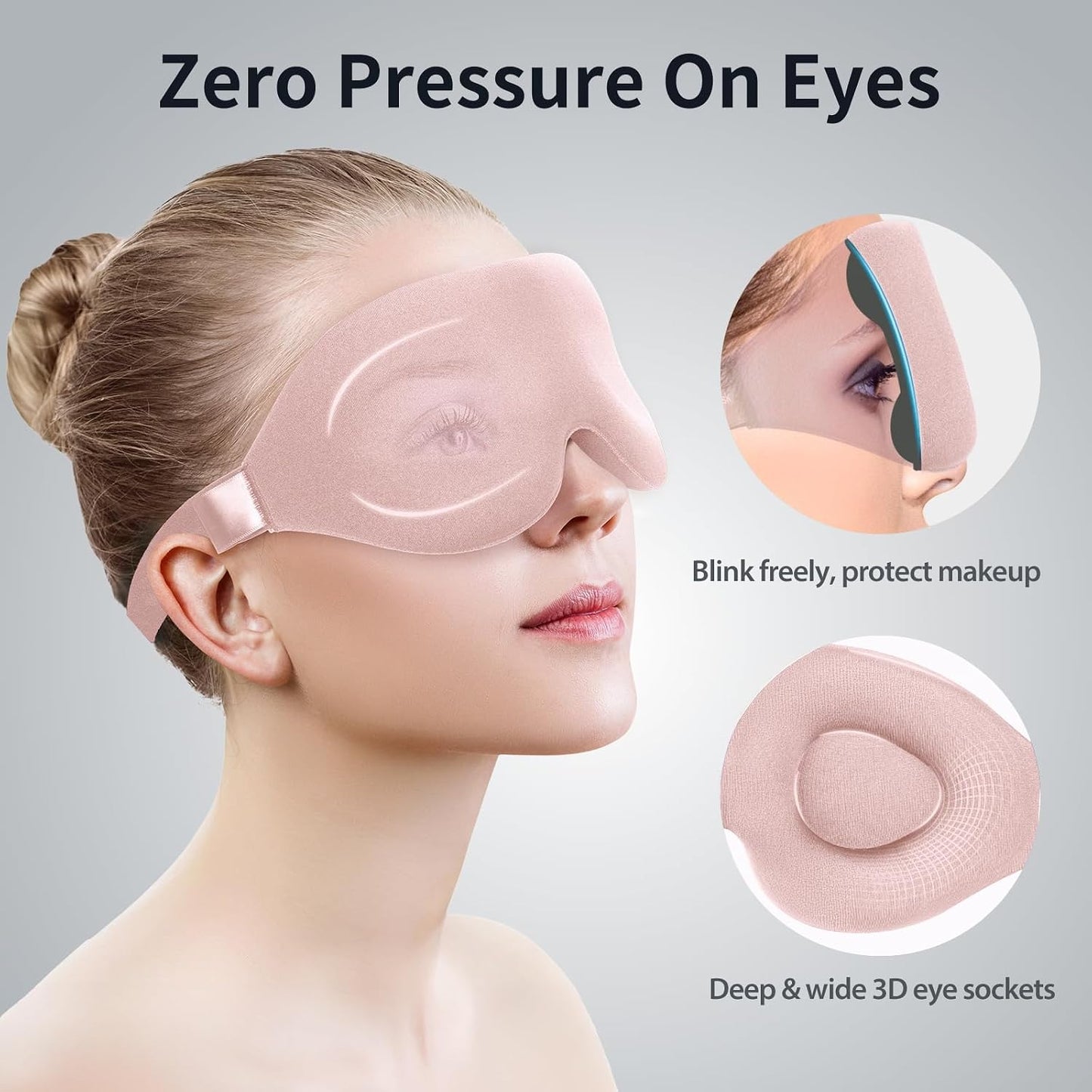 NEWVANGA Sleep Mask for Back and Side Sleeper, Travel Eye Cover, Blue | Block Out Light, 3D Night Blindfold, Zero Pressure Breathable, Lightweight Sleeping Eye Mask, Flight Naps shift Work Yoga