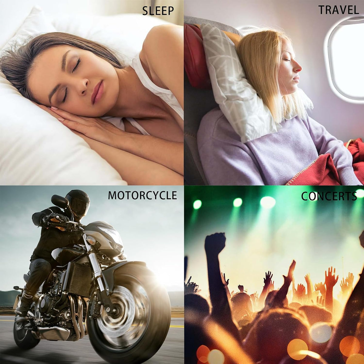 Silicone Ear Plugs for Noise Reduction, Reusable Ear Plugs for Sleeping Noise Cancelling, Concerts, Motorcycle, Travel & Hearing Protection NRR 33dB - 8 Ear Tips in XS/S/M/L, Black