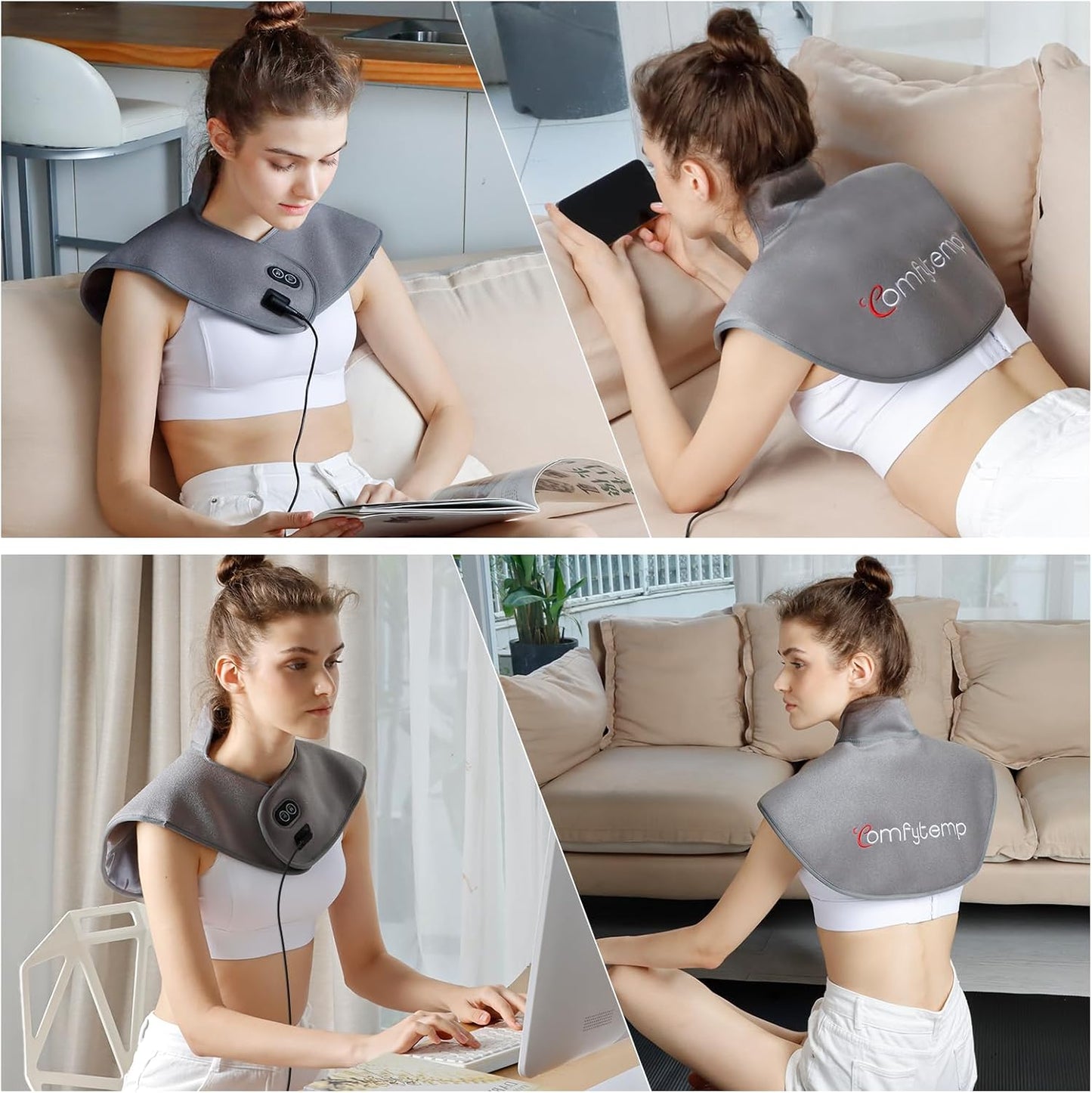 Comfytemp Red Light Therapy for Neck Shoulder, 162 LEDs, 660nm & 850nm | Wearable Infrared Light Therapy Pad for Body Back, Flexible Near Light Therapy Wrap, Home Office Use, Corded