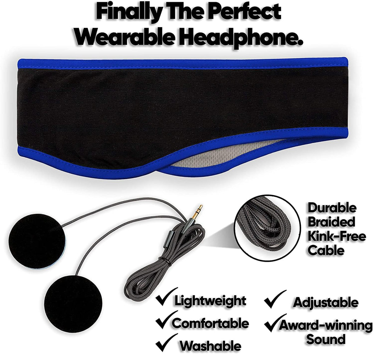 CozyPhones Sleep Headphones - Over Ear Headphones from Ultra Thin Cool Mesh Wired for Side Sleepers, Meditation, Running, Laptop, and Phone - White