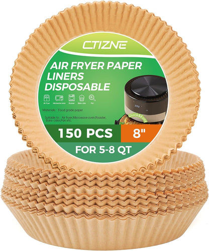 Air Fryer Liners Disposable, 150Pcs Parchment Paper 8" Square for 5-8QT | [Food Grade Material] Unbleached Parchment Paper Non-Stick & Waterproof Oilproof Easy Cleanup for Air Fryer Sheets Papers
