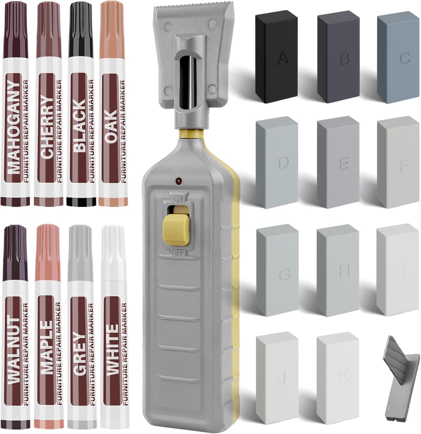 Laminate Vinyl Floor Repair Kit - Set of 22 Wood Floor Wax Furniture Touch Up Markers, Linoleum Repair Kit Cover Up Scratches, Cracks, Stains for Wooden Door, Floor, Table, Cabinet, Desks