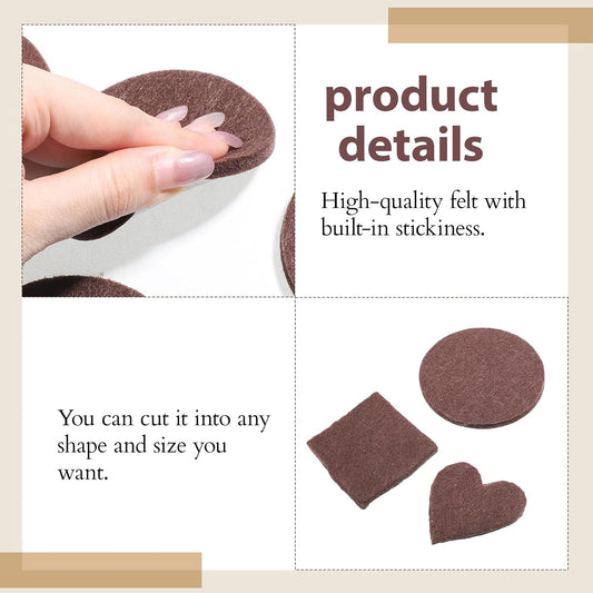 16Pcs 3” Felt Furniture Pads for Sofa Felt Pads for Hardwood Floor Round Table Pad Furniture Feet Protectors for Sofa Anti Scratch Floor Protectors Self Adhesive for Table Legs, 5mm Thick, Brown
