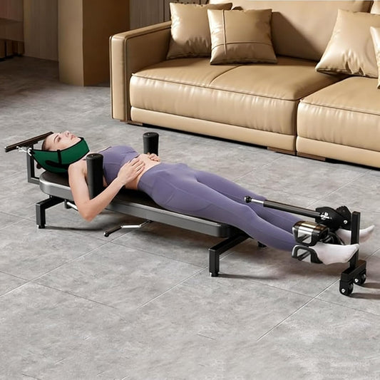 Fitness Full Body Lumbar Traction Table, 74.8IN Adjustable Spinal Decompression Stretch Machine,Spine Stretching Bed for Lower Back