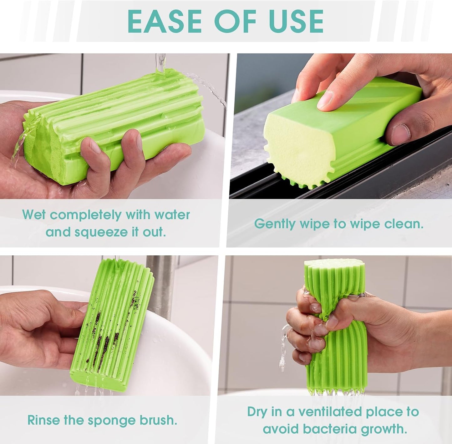 4 Pack Damp Dusting Sponge Duster, Grey Dust Cleaning Sponge, Reusable Household Cleaning Sponge Tool for Blinds, floorboards, Fan Blades, Vents, Glass, Railings, Mirrors