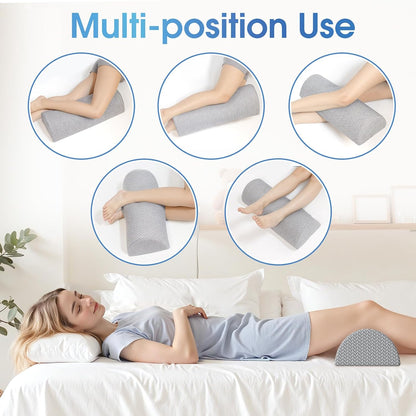 Knee Pillow for Back Sleeping Memory Foam Half Moon Bolster Pillow for Legs