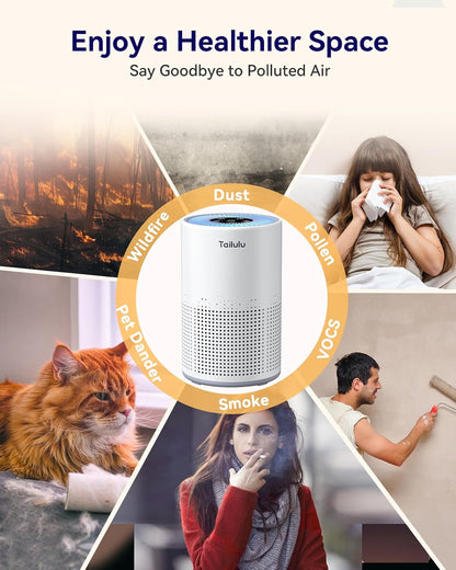 Tailulu Air Purifiers for Home 1200 Ft², H13 True HEPA Air Purifier Bedroom