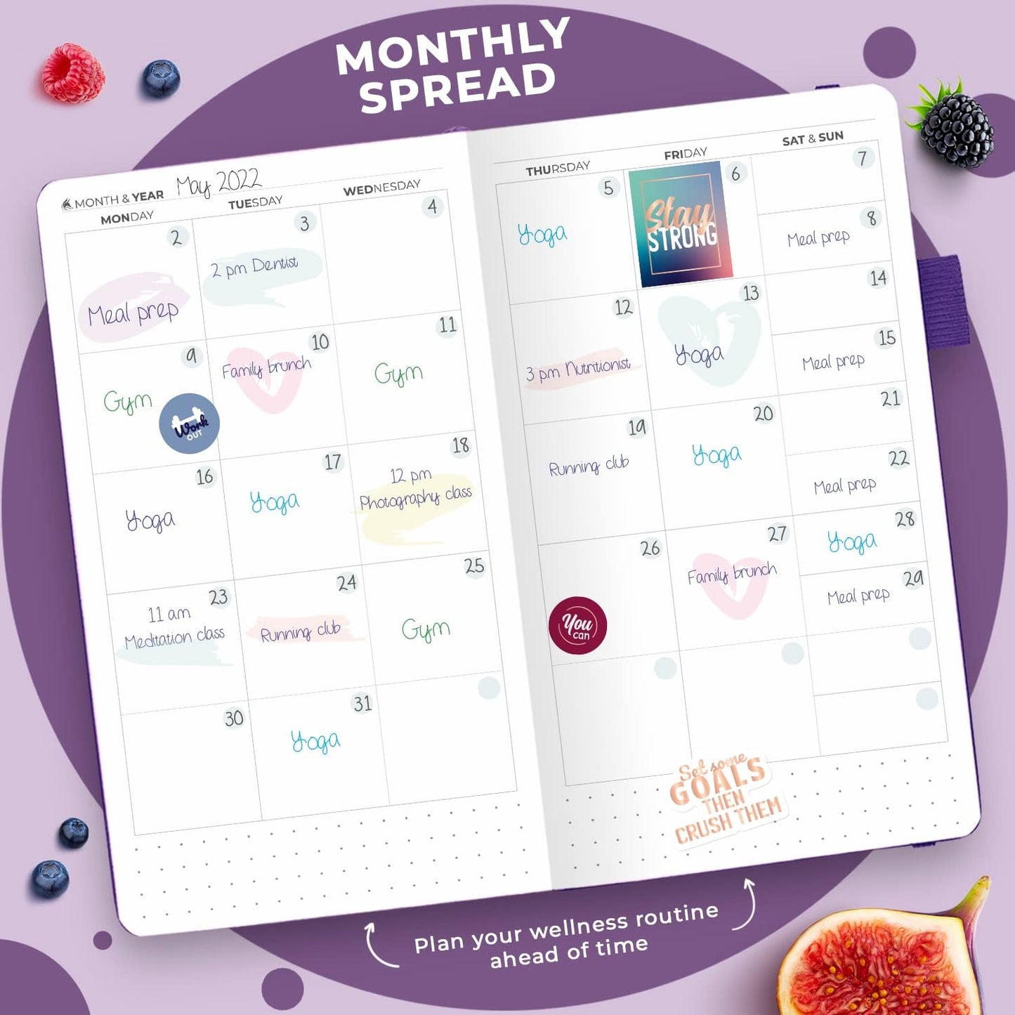 Clever Fox Wellness Planner & Food Journal for Weight Loss, A5 Orange | 5.8"x8.3" nutrition & exercise tracker for women tracking meals, diet & symptom diary, calorie counter notebook, stickers