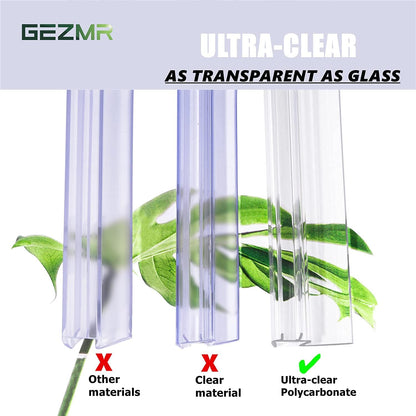 2-Pack Frameless Shower Door Bottom Seal (1/4'' X 39'') Clear Glass Shower Door Sweep Strip can Covers up to 23mm Gap - Stop Leaks