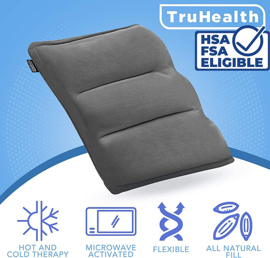 Weighted Microwavable Heating Pad - FSA HSA Approved, Soft Plush Cover Filled w/Natural Unscented Flaxseed for Moist Heat or Cooling (Small, Grey)