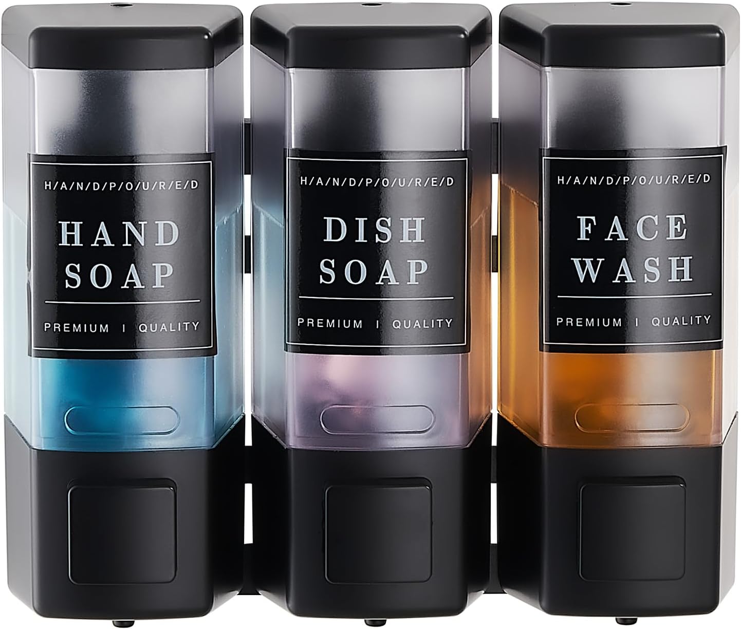 Pollock Shampoo and Conditioner Dispenser,Black 3 Chamber * 500ML | Shower Soap Dispenser Wall Mounted, Body Wash Dispenser No Drill,Refillable Shower Dispenser for Bathroom,Hotel,Public Place