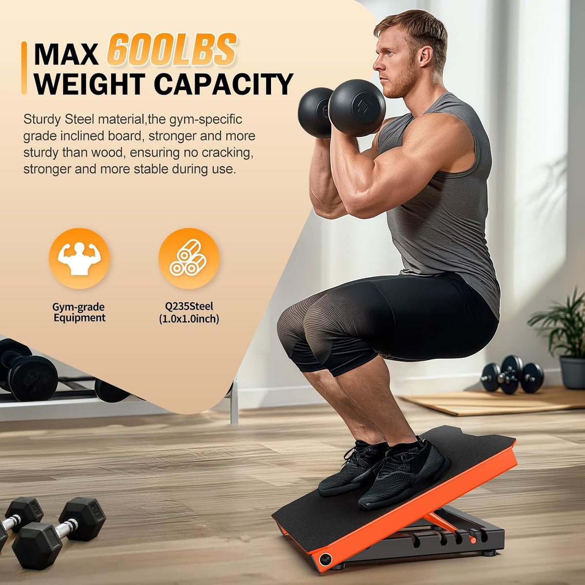 Metal Slant Board Calf Stretcher for Squat, Incline Balance Board
