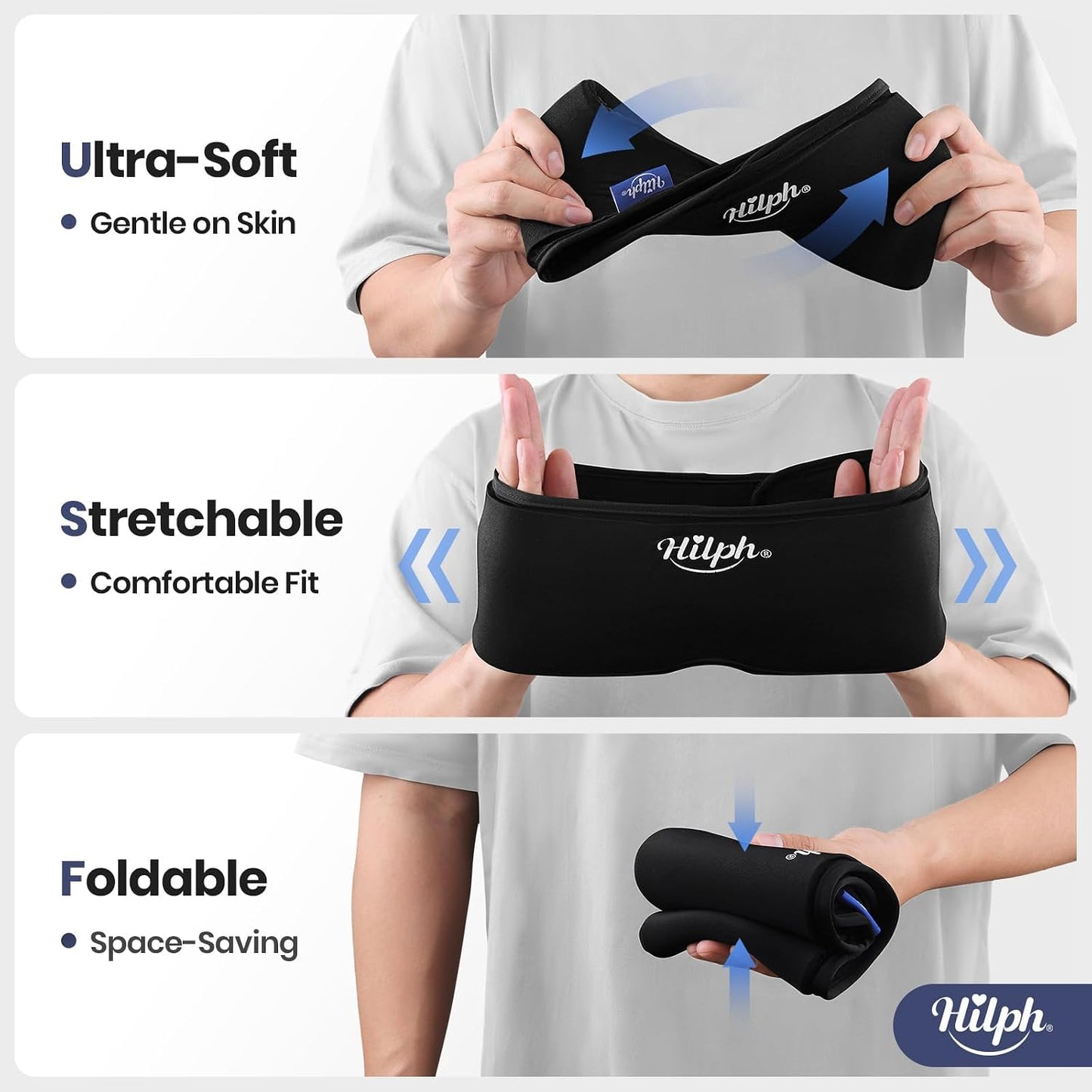 Hilph Adjustable Migraine Relief Cap, Headache Hat with Thickened Gel | Reusable, Flexible Gel, 360° Cold Compression Therapy Wrap for Tension, Stress, Sinus & Hangover Relief, Gift for Women Men