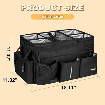 Extra Large Cleaning Caddy Bag with Built-In Support Board, Cleaning Tote Organizer with Removable Divider, Supply Carryall with Adjustable Shoulder Strap and Waist Belt for Cleaners & Housekeeper