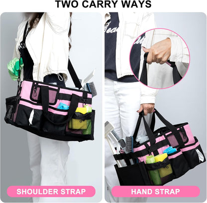 Large Cleaning Caddy Organizer, Adj Straps & Board Dividers Heavy‑Duty | Waterproof Nylon Fabric, Handle, Removable Divider, Tool Bags for Housekeepers, Car detailing, Kitchen Bathroom
