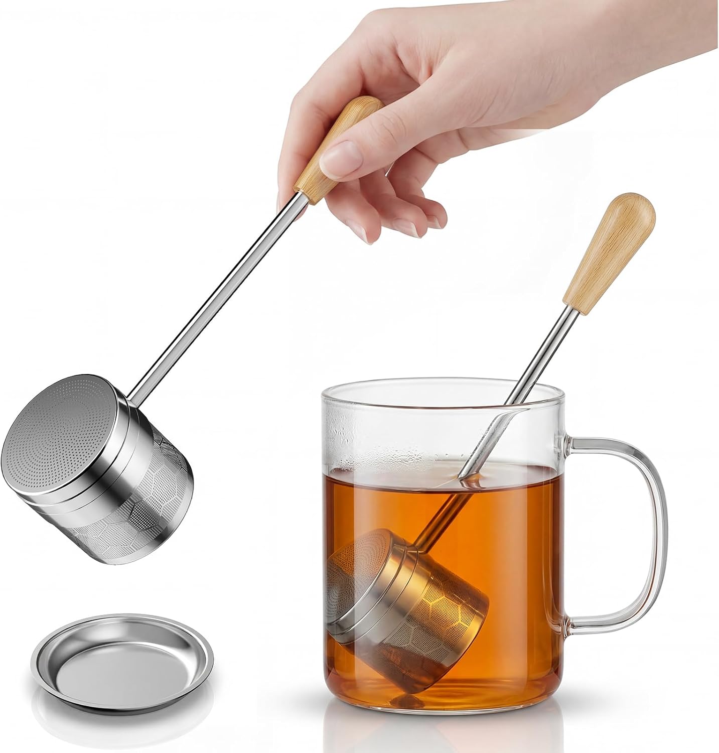 Tea Infuser for Loose Leaf Tea, Tea Scoop Infuser Fine Mesh Tea Strainers | 2-in-1 Tea Scoop & Tea Filter with Long Handle, Extra Fine Mesh Loose Leaf Tea Steeper, Tea Ball for Cup, Mug, Teapot, Kettle