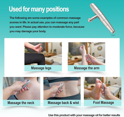 2 in 1 Trigger Points Massage Tool Stainless Steel T-Bar Deep Tissue Massage Tool for Pain Relief Full-Body Fascial Relaxation – Ideal for Shoulders, Neck, Legs, and Arms – Perfect for Sports Therapy
