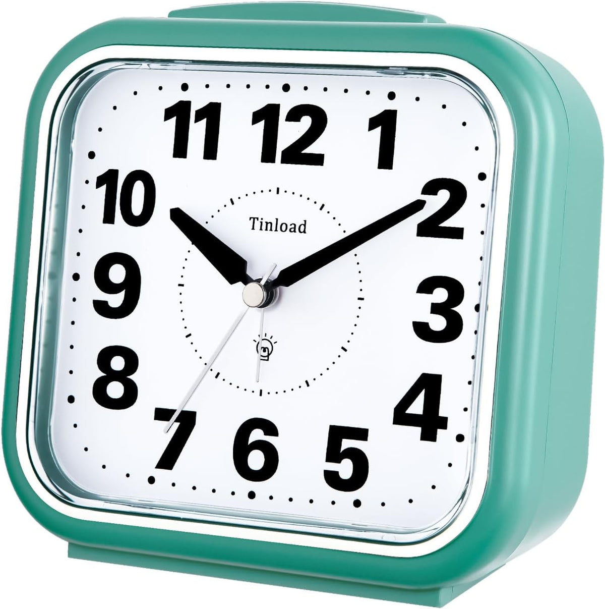 Tinload 5.5" Large No Ticking Analog Alarm Clock,Silent Readable for Seniors,Easy to Set,Gradual Rise Alarm,Big Numbers,Gentle Wake,Snooze, Lighted on Demand,Battery Operated,Black