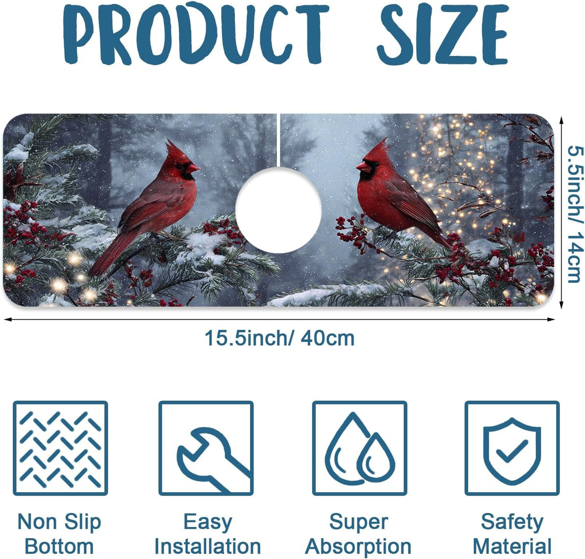 Faucet Mat for Kitchen Sink Absorbent Splash Guard Bathroom 23.5"X5.5"