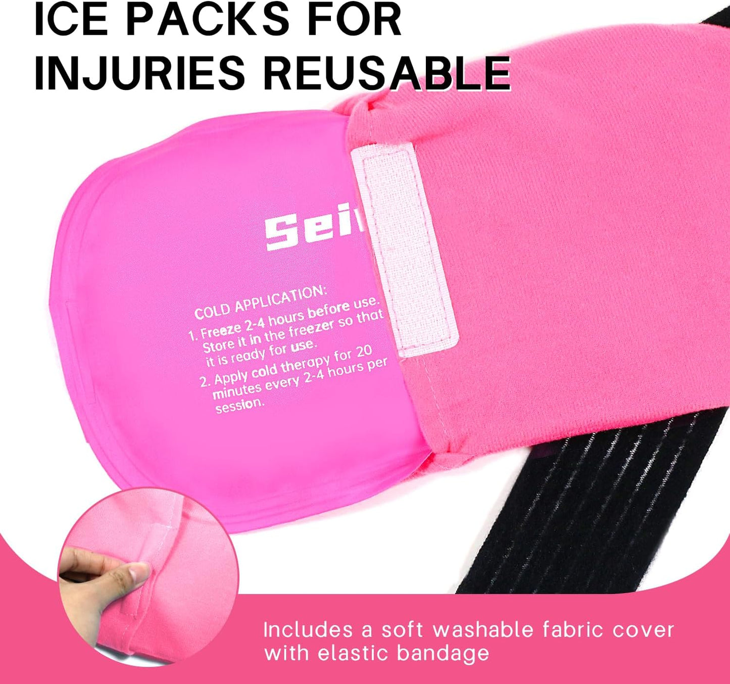 Ice Packs for Injuries Reusable Gel 2 Hot Cold Compress Therapy Pack with Adjustable Strap Soft Ice Wraps for Ankle Knee Leg Neck Shoulder Wrist Feet Back Pain Relief (Purple, Medium 10 x 5.5 Inch)