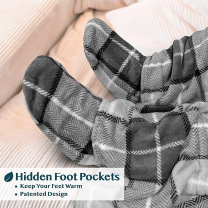 PAVILIA Fleece Blanket with Sleeves, Foot Pockets for Women Men Adults, Plush Wearable Blanket Throw Wrap, Warm Snuggle Blanket Robe, Cozy Gift Ideas Wife Mom, Dark Purple