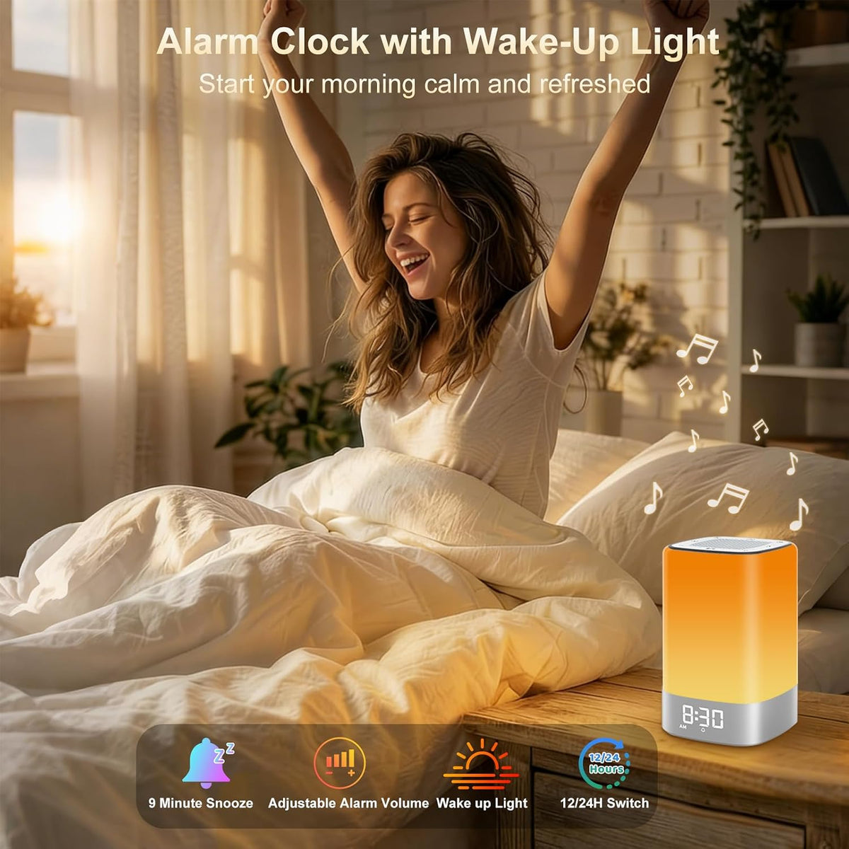 Sound Machine 32 Soothing Sounds, Alarm Clock Night Light Bluetooth Speaker