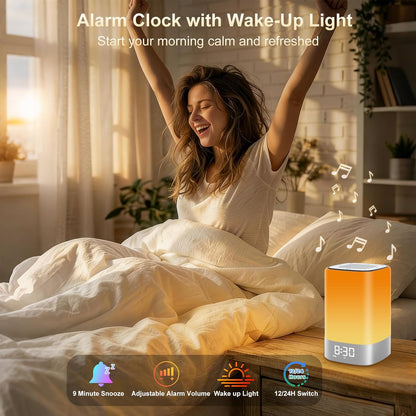 Sound Machine 32 Soothing Sounds, Alarm Clock Night Light Bluetooth Speaker