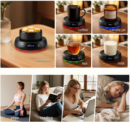 Mug Warmer for Desk, Timer Candle Warmer Lamp Scented Wax Melt Melter, Pink | Electric Heated Mug Tea Coffee Cup Candle Plate Oil Wax Melter Warmer for Home Office, 1-9H Auto Shut Off, Coffee Lovers Gift