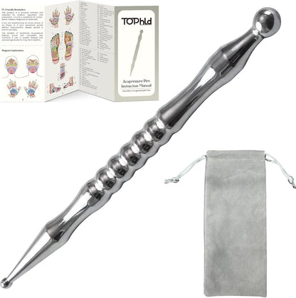 Acupuncture Pen, Premium Stainless Steel Acupressure Pen for Muscle Tension Pain Relief, Trigger Point Massage Pen Manual Reflexology Tool
