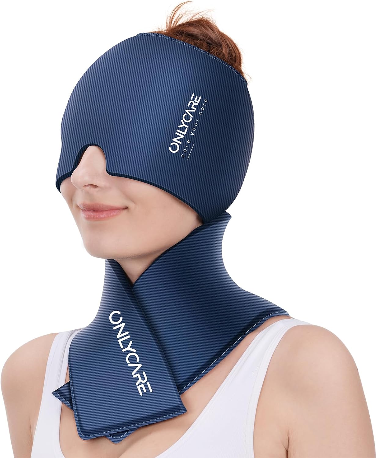 ONLYCARE Migraine Relief Cap, Headache Relief & Neck Ice Pack Wrap Gel Set | Upgrade Headache Cap and Shoulder Cold Pack, Hot & Cold Compress, FSA-HSA Eligible, Relief of Pain, Swelling, Office Pressure