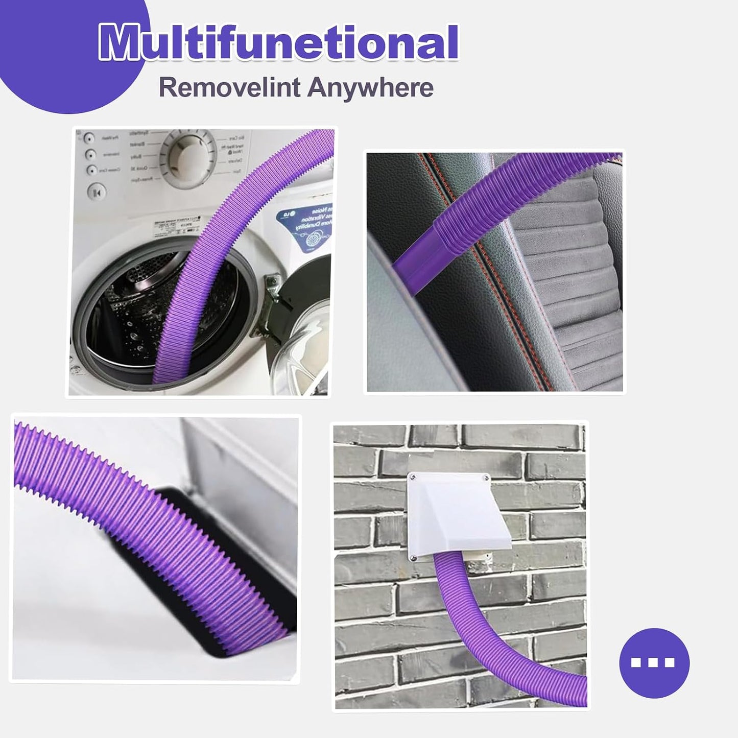 Dryer Vent Cleaner Kit Compatible with dy-son V7 V8 V10 V11 V12 V15 Cordless Vacuum, Dryer Vent Vacuum Hose Attachment, Cleaning Tools for Dryer Vents, Crevice Tool for Corners & Gaps