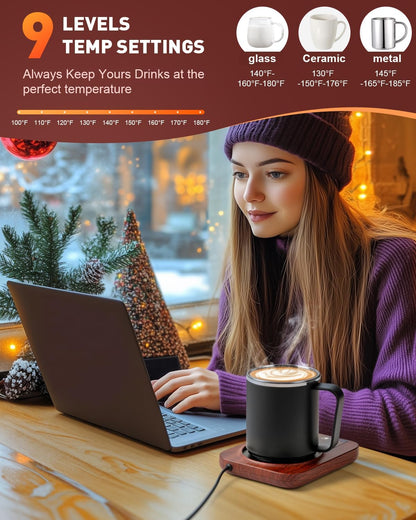 Mug Warmer, Cup Warmer for Desk with 15oz Coffee Mug, 36W Electric Coffee Cup Warmer with Auto Shut Off, 9 Temperature Setting Smart Cup Warmer for Heating Coffee, Milk, Beverage, Candle Jar