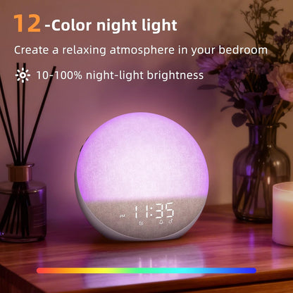 Odokee Sunrise Alarm Clock White Noise Machine: Natural Wake Up Light