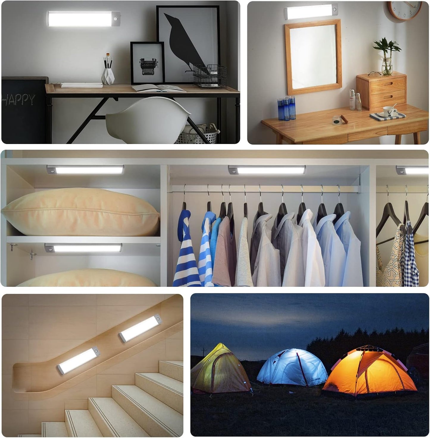 Rechargeable Motion Sensor Led Lights Ultra Thin Softer Under Counter 54-LED Closet Lighting Battery Operated Light Kitchen Under Cabinet Lighting Stick On Lights Night Light Wireless Light (2PACK)