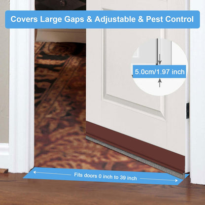 2 PCS Door Draft Stoppers with Brush, Door Sweep 2" W x 39" L White | Soundproof Door Sealer for Exterior/Interior Doors and Dust/Noise/Hot or Cold Air Insulation