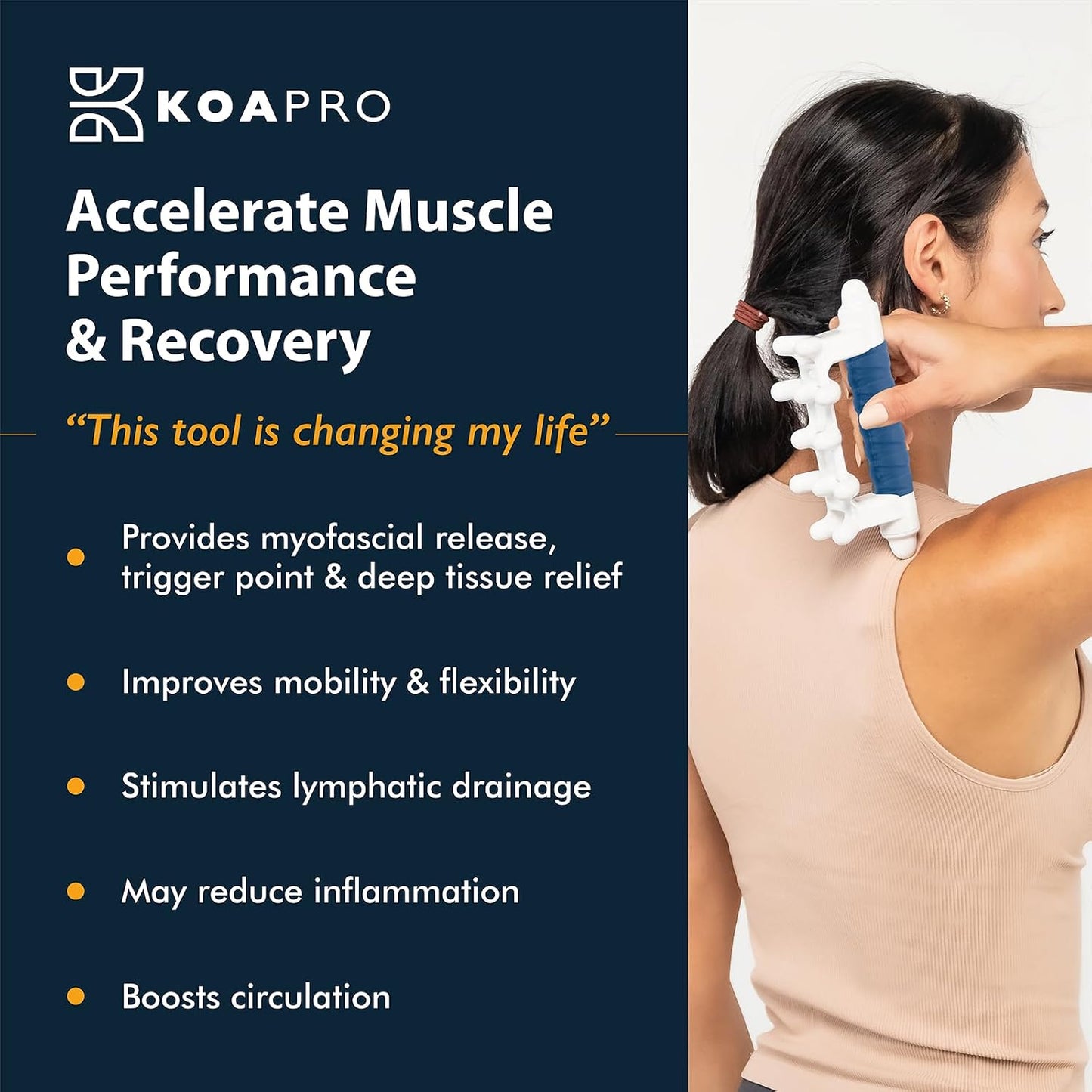 KOAPRO Trigger Point Fascia Stick Tools - Graston Gua Sha Scraping Massage - Deep Tissue Pressure Point Back Shoulder Neck Massager Full Body Physical Therapy Tools