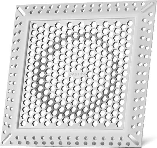 Square Shower Drain Hair Catcher, Anti-Clogging, Gray, 4 inch | Fast Drainage, Anti-Slip & Stays in Place, Stainless Steel & TPE Material, Easy Clean Fits Bathroom Hair Catcher for Shower
