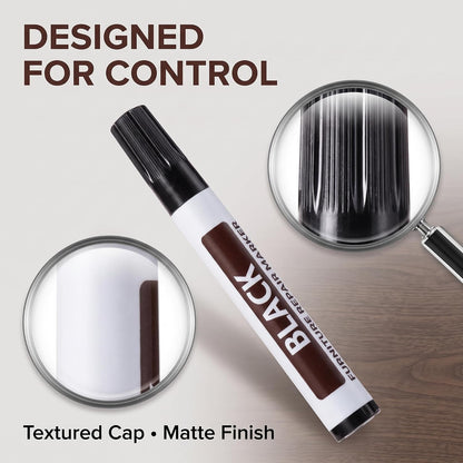Black Furniture Repair Wood Cabinet Floor Touch Up Markers Scratch Filler Remover - Mahogany Wood Polish and Care Wood Floor Markers Repair Kit(ZS295)