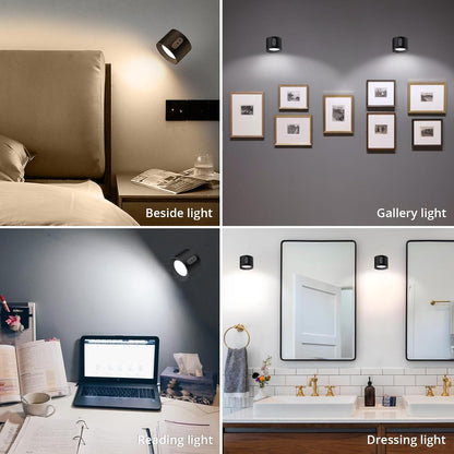 1PCS Wall Mounted Light Lamp Rechargeable Wall Sconces 3 Color Temps 9 RGB