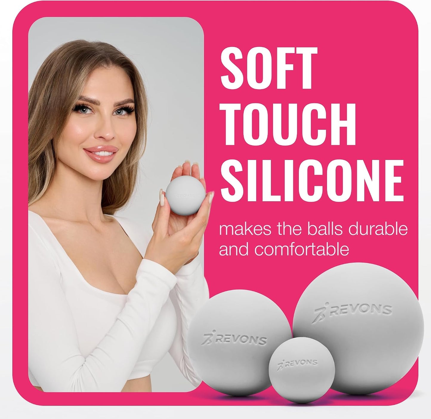 3 in 1 Massage Ball Set - Lacrosse Balls for Myofascial Release, Back Pain Relief, Face Fitness, Trigger Points, Yoga, Physical Therapy, Muscle Recovery and Soft Deep Tissue Massage (Pink)